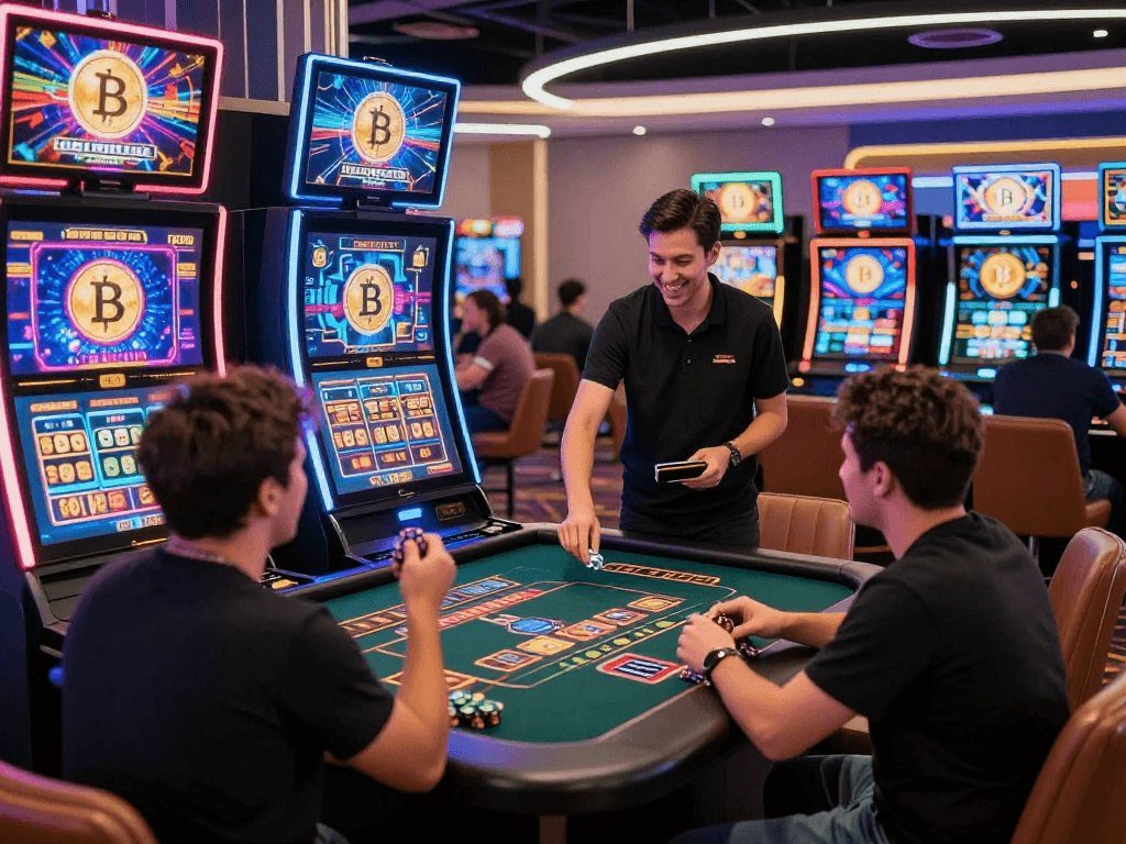 Players enjoying an exciting crypto casino experience with vibrant digital slot machines and engaging gameplay.