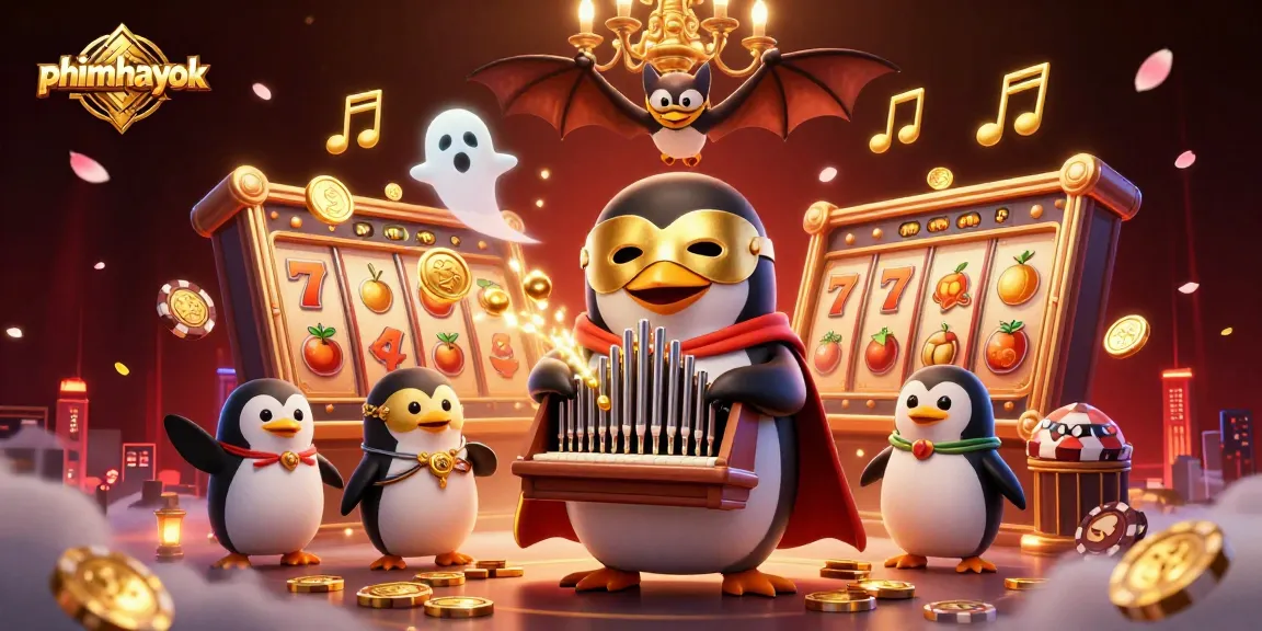 Spin the reels with phimhayok's adventurous cartoon scene blending thrilling gameplay with vibrant casino elements.