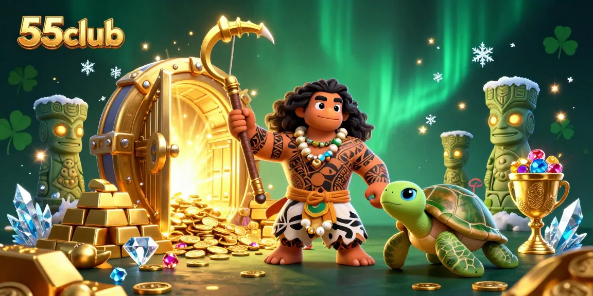 Engage with the thrilling world of 55club's casino adventure featuring a dynamic Polynesian duo.