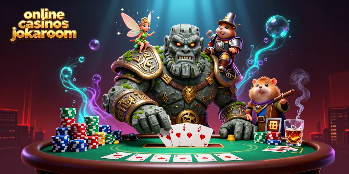Experience thrilling adventures with online casinos jokaroom featuring a stone golem, fairy, and hamster knight.
