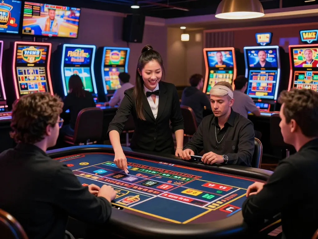 Players enjoying MM88 live casino games with vibrant atmosphere and engaging visuals.