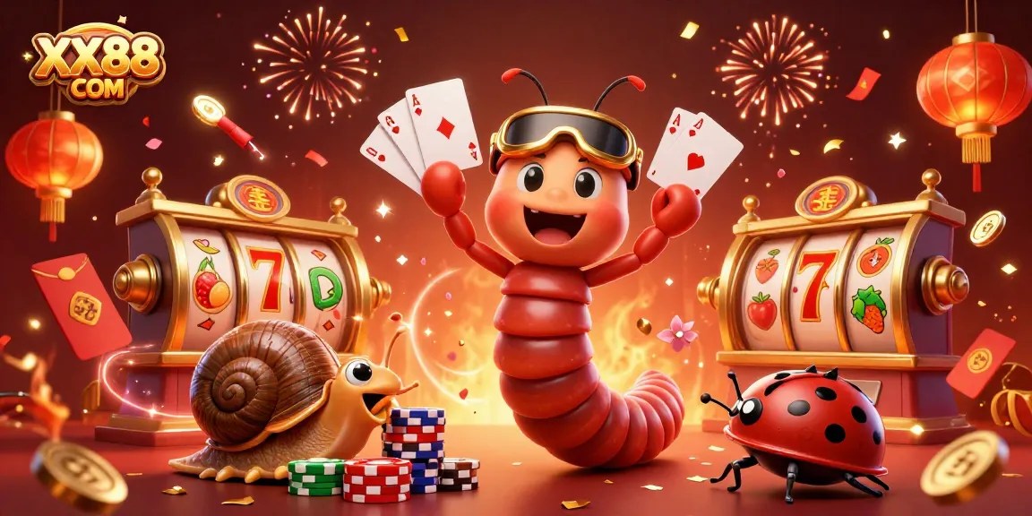 Experience thrilling slots at XX88 COM with a vibrant 3D casino scene featuring unique characters and rich game elements.