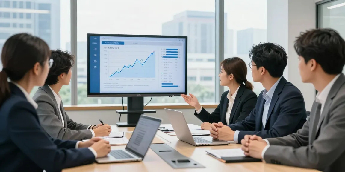 Team meeting discussing merchant cash advance vs business loan strategies in a modern office.