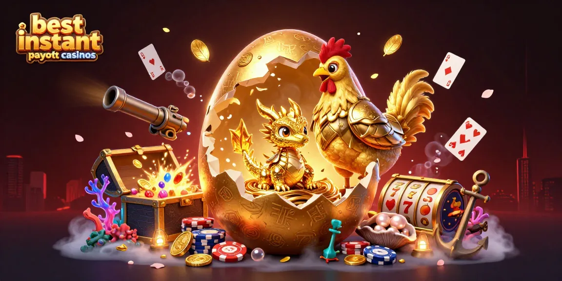 Engage with the best instant payout online casinos featuring a golden dragon on poker chips.