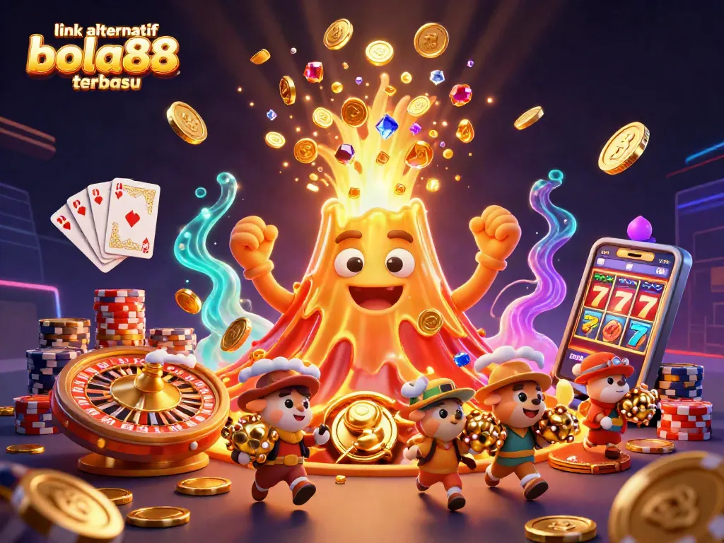 Experience the thrill of winning with link alternatif bola88 terbaru featuring a golden volcano and treasure-filled adventure.