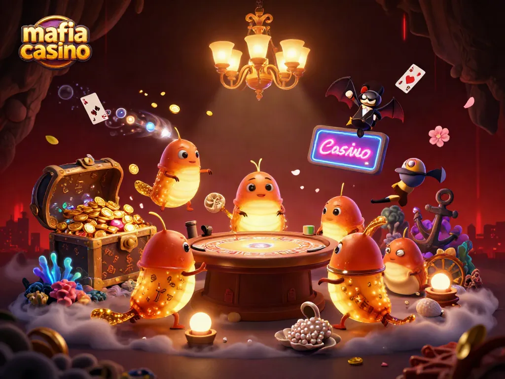 Mafia casino scene featuring glowing characters and dynamic elements delivering an immersive gaming experience