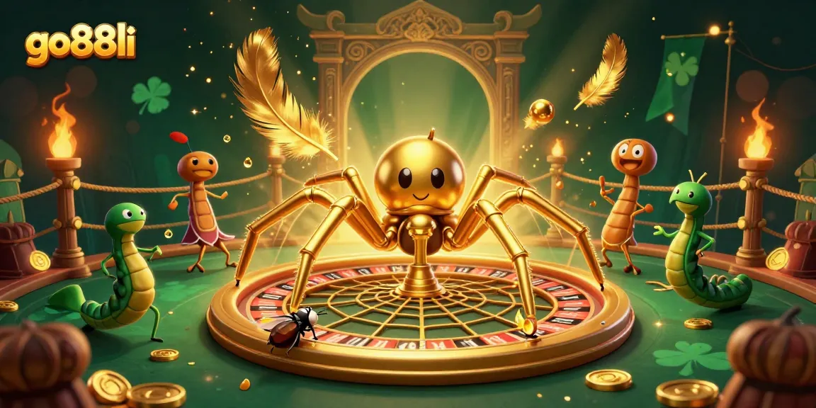 Engage with go88li's thrilling gaming scene featuring a spider croupier at the roulette web.