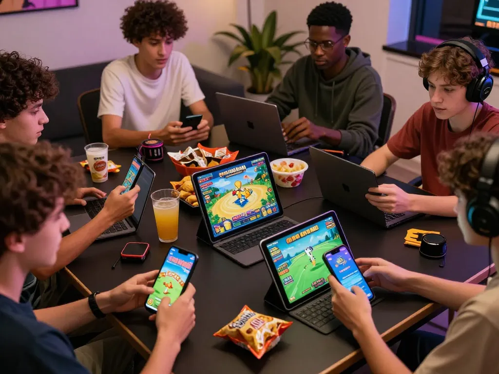 Gen Z players enjoying their favorite games on NK88 platform with engaging visuals and vibrant atmosphere.